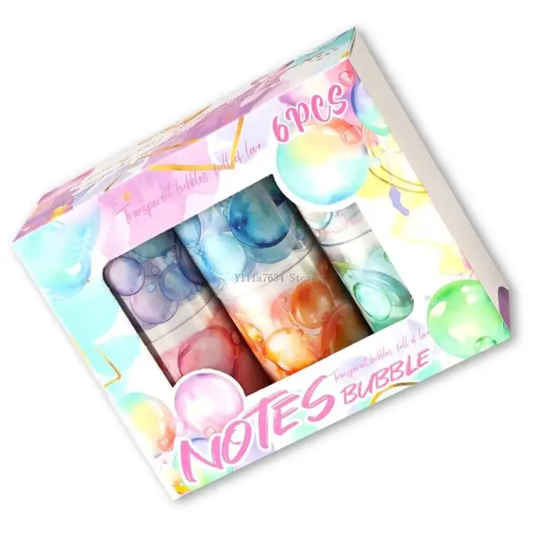 수채화 버블 패턴 저널링 및 선물 포장을위한 이동식 장식 테이프 생태 친구 DIY 미술 용품