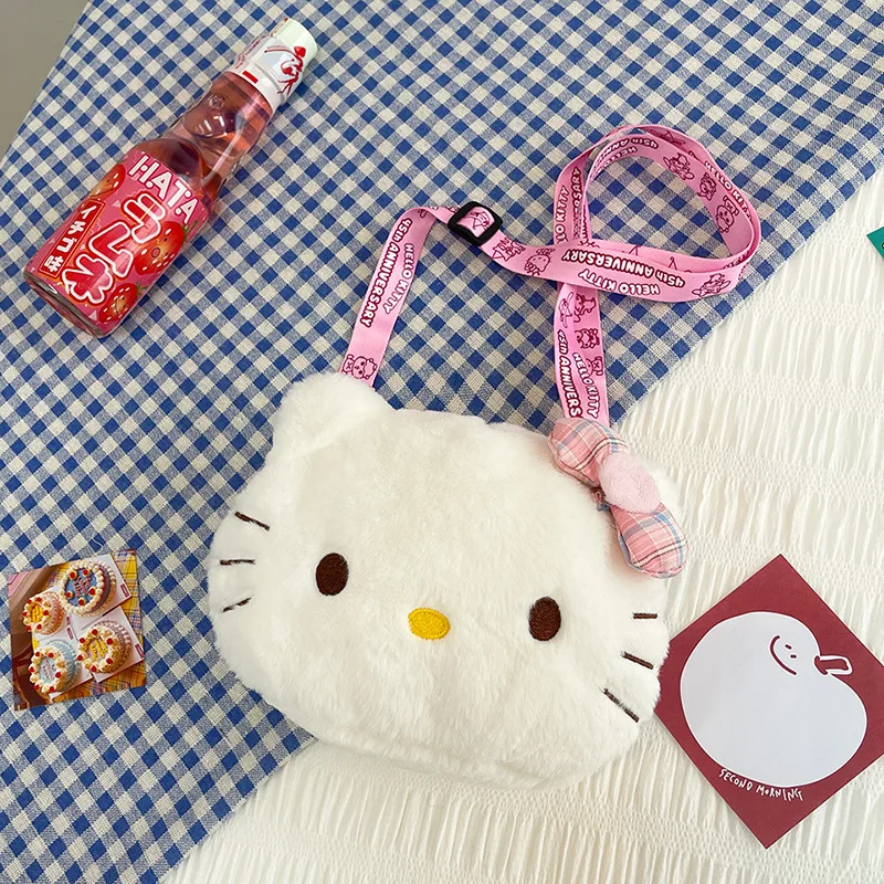 Kawaii Sanrio Hello Kitty Bag Plush Backpack Y2k Hello Kitty Shoulder Bags For Women Makeup Bag Cute Messenger Bag Birthday Gift