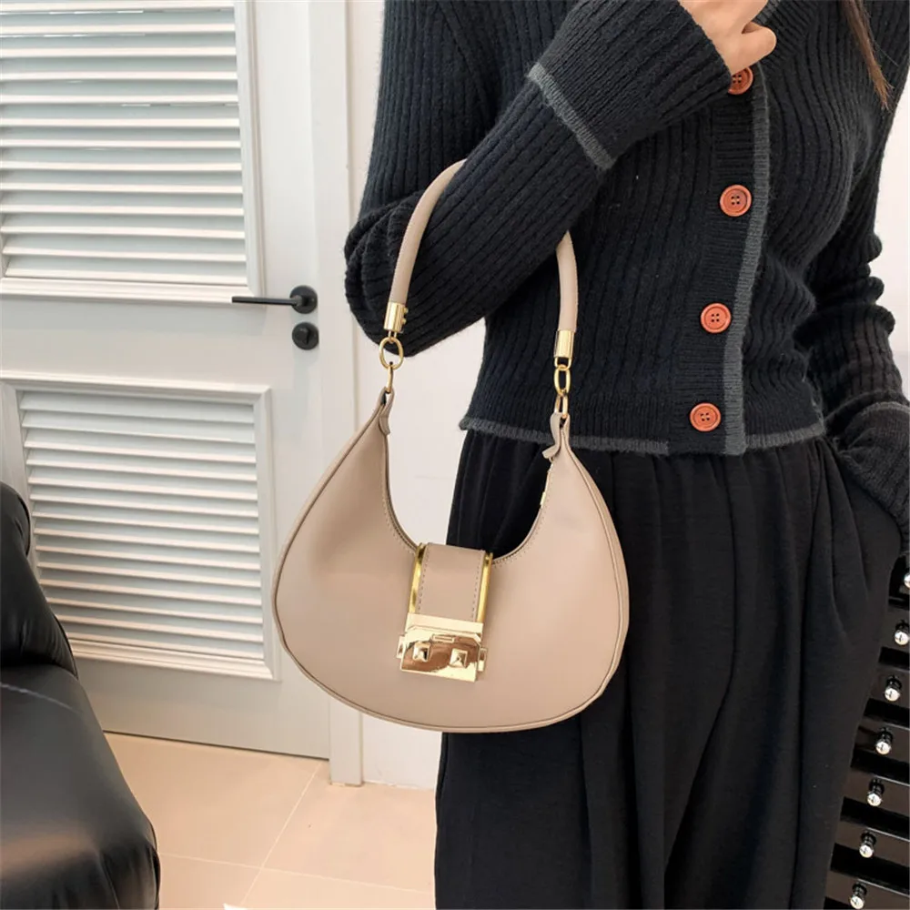 PU Solid Color Single Shoulder Women's Bag Versatile Underarm Bag