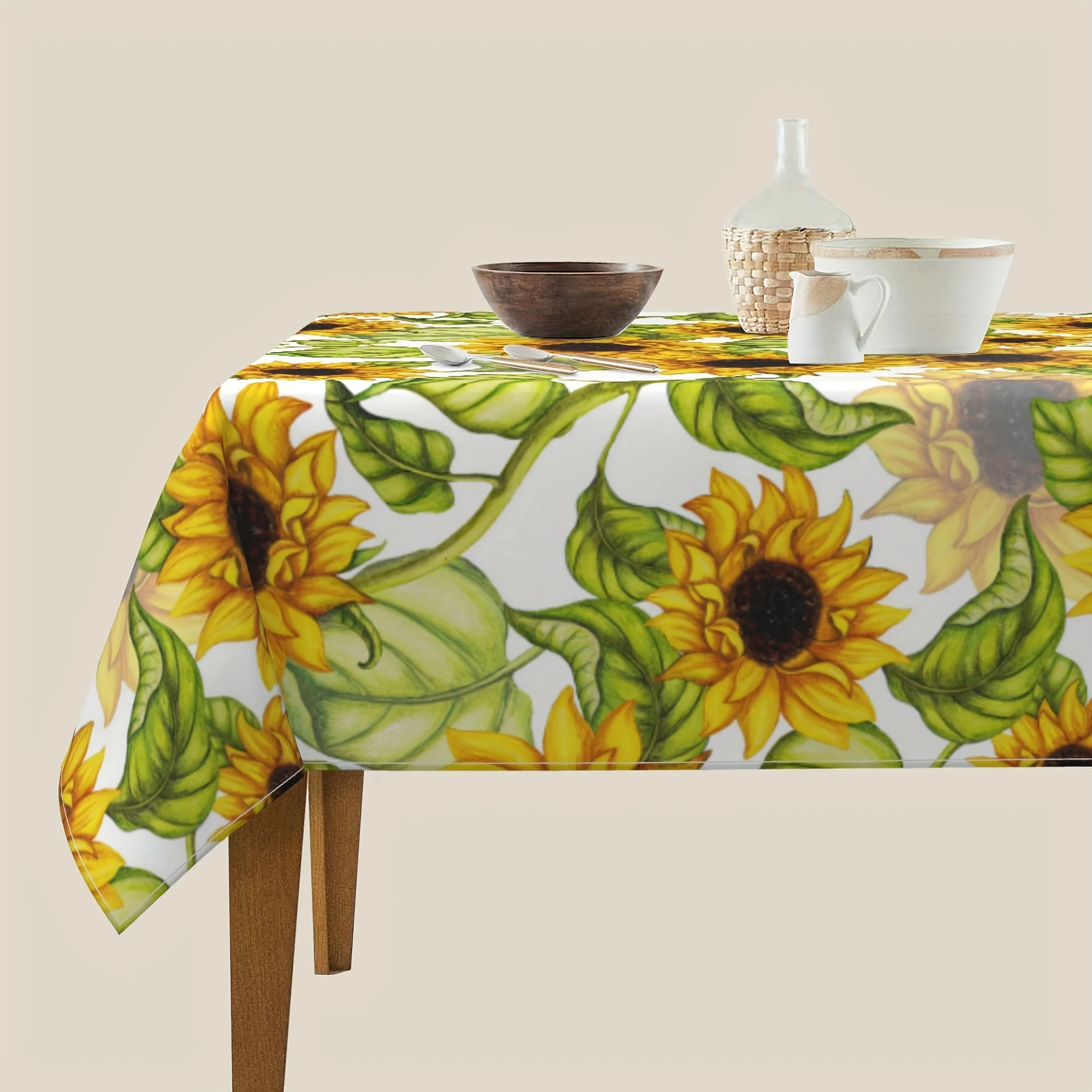 1PC Sunflower Flower Square Tablecloth Washable Dining Decoration Holiday Family Party Picnic Decorations