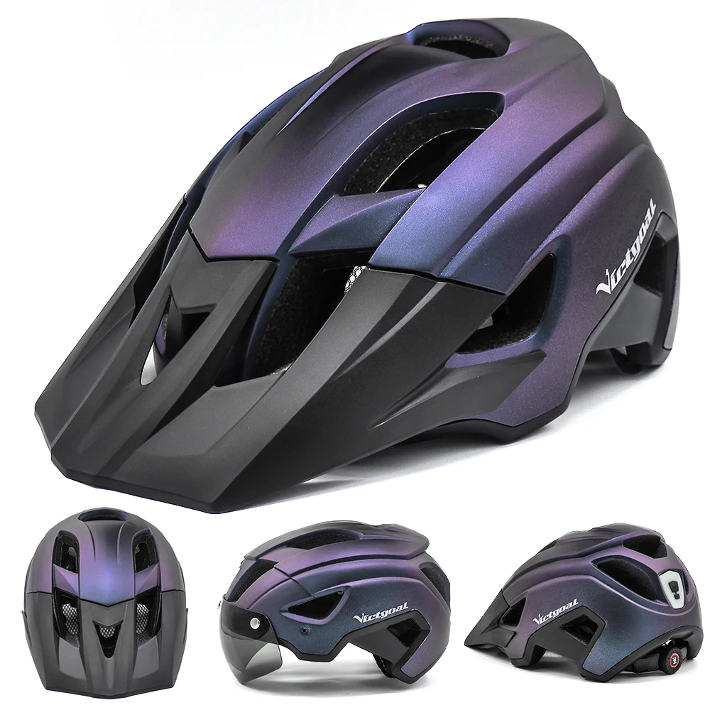 VICTGOAL Fahrrad helm leichte integrierte MTB Rennrad Helme für Männer Fahrrad brille Helm USB LED Licht Sicherheits kappe – Detail 12