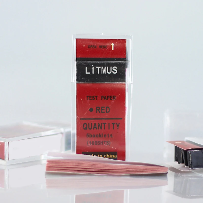 Soil and Water pH Testing Kit; 100 Strips/Box; Red/Blue Litmus Paper for Laboratory Acid Alkali Detection