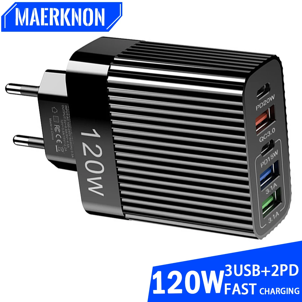 

Сетевое зарядное устройство с 5 портами USB Type-C и поддержкой быстрой зарядки