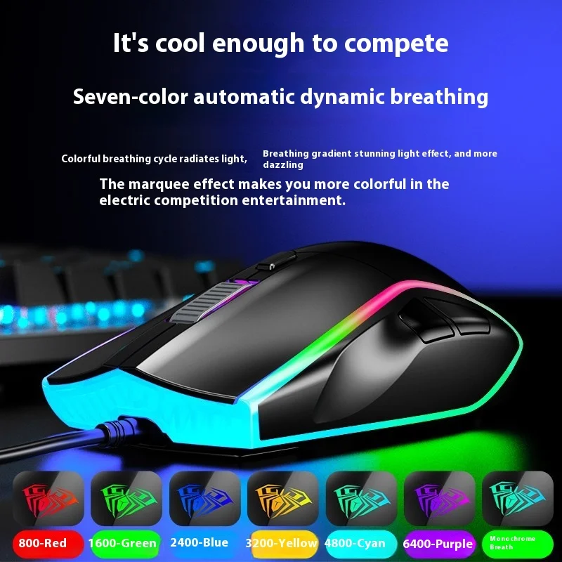 Aula F830tank Gaming Office Learning 6400dpi Rgb Mouse Macro Suitable For Desktop Laptop Ergonomic Comfort Wired Usb Mouse gift