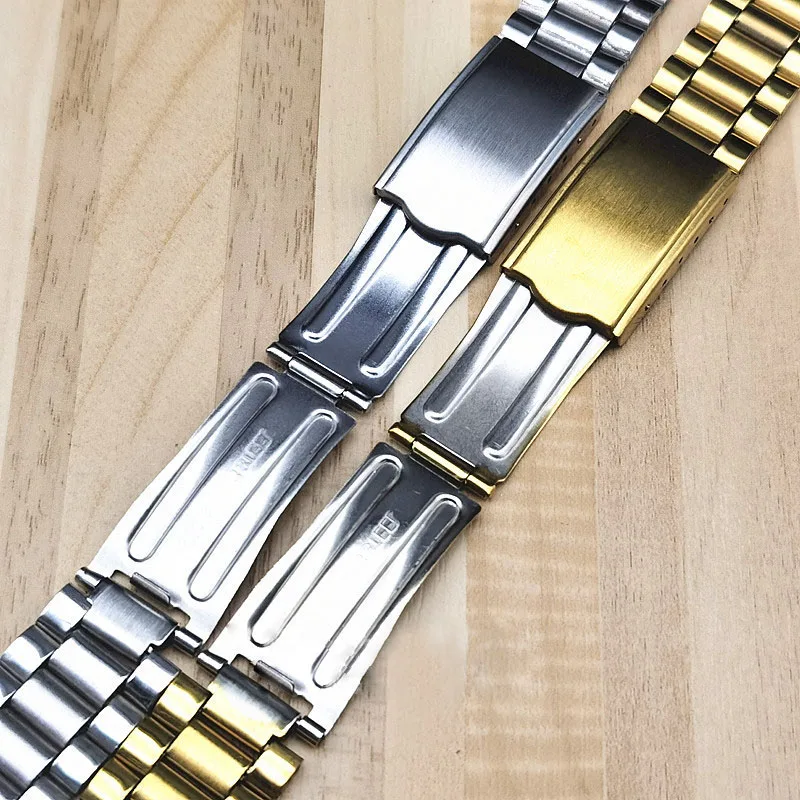 Stainless Steel Universal Watch Band Bracelet - Solid Folding Buckle