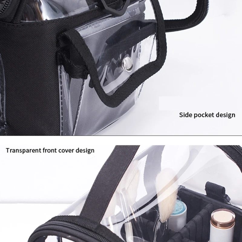 Stylish Transparent Brush Cosmetic Bag Detachable Dividers Suitable for Storing Makeup