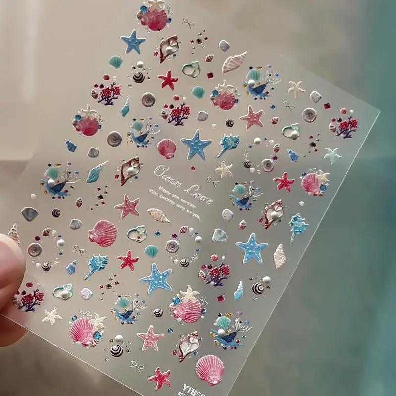 Summer Starfish 3D Nail Art Stickers - Cute & Decorative Self-Adhesive Decals