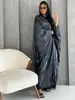 Ramadan Shiny Satin Open Kimono Abaya Dubai Luxury 2024 Muslim Abayas For Women Kaftan Dress Islam Clothing Robe Femme Musulmane