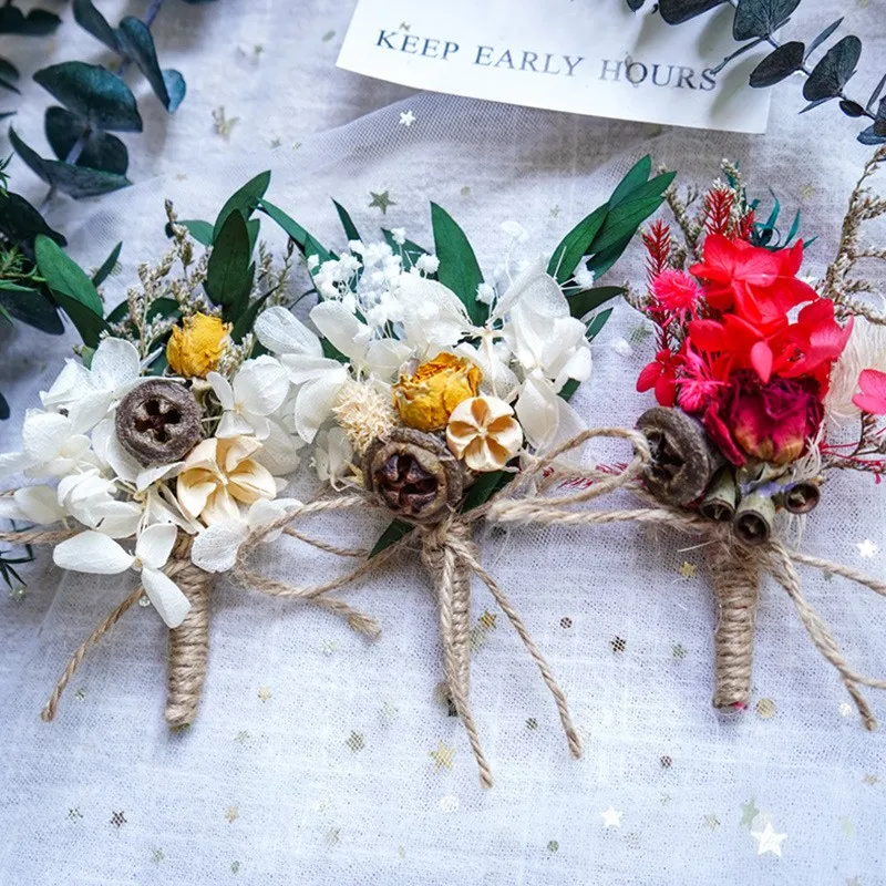 Dried Thistle Wrist Corsages / Floral Corsage Bracelet / Dried Flowers  Wedding Accessory / Handmade Bridesmaid Wrist Corsages 