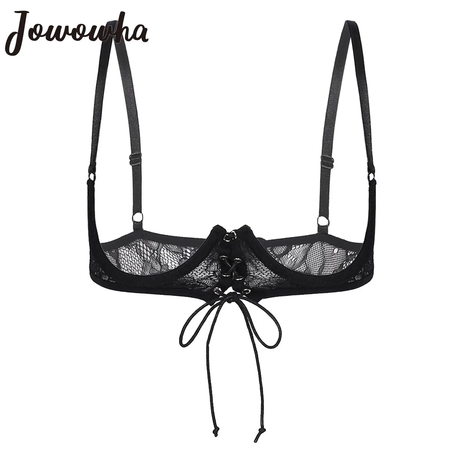 Womens 1/2 Cup Push Up Underwire Lace Bra Lingerie Open Breast Cup Bra Tops  Adjustable Strap Sponge Padded Brassiere Underwear