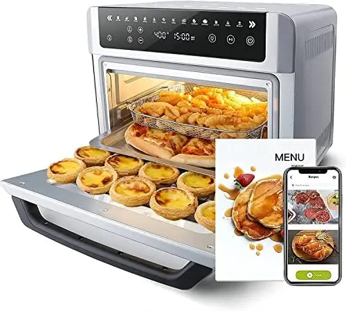 

Fryer Toaster Oven Combo, Large Digital LED Screen Convection Oven with Rotisserie and Dehydrator, Extra Large Capacity Countert