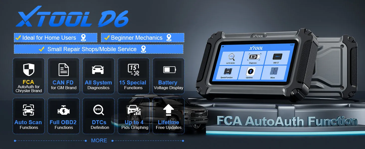 XTOOL D6 Allsystem-Scanner Vollständiges OBD2-Kfz-Diagnosegerät mit 15 Resets FCA CAN FD Auto VIN Live-Daten Lebenslange Kostenlose Updates – Detail 3