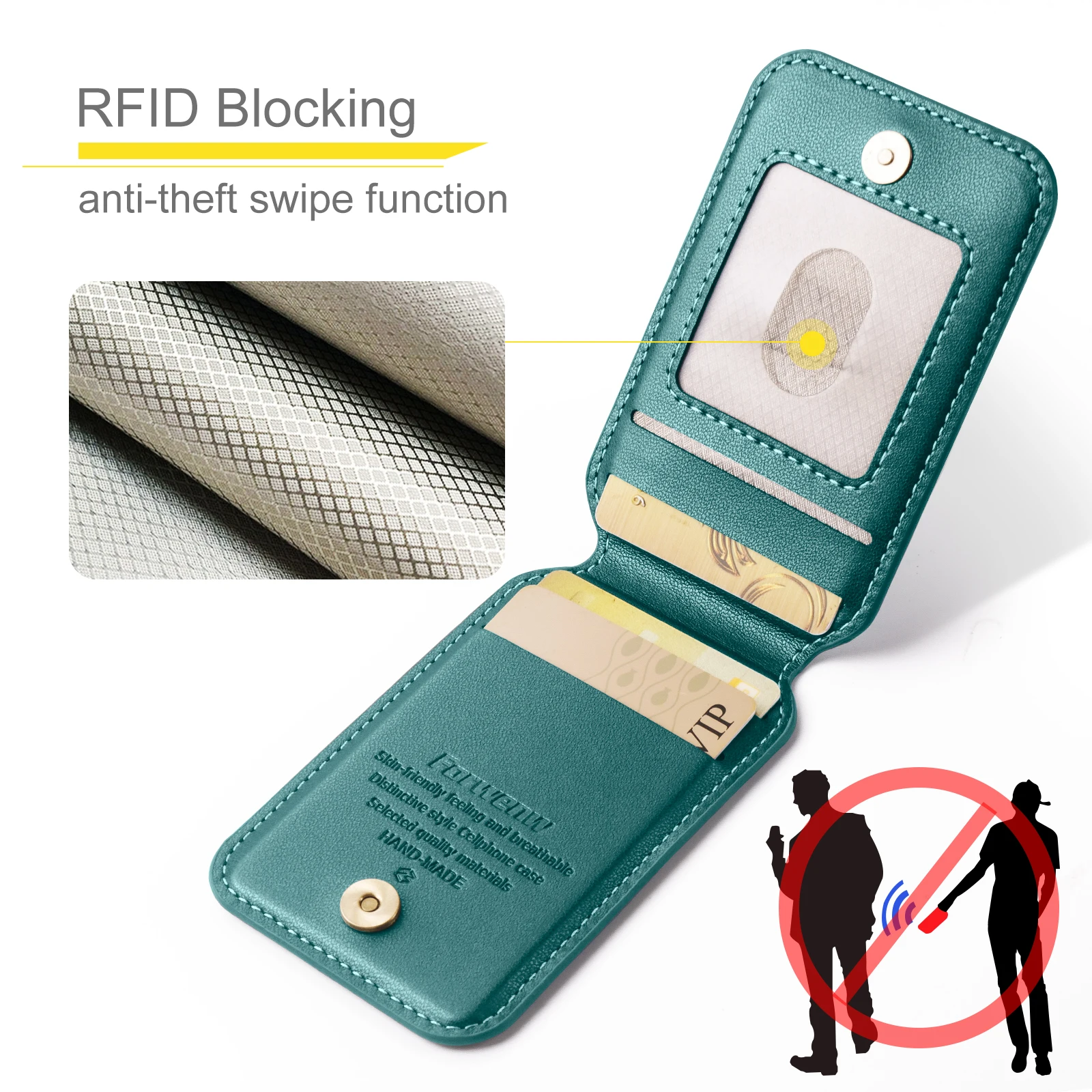 Leather Wallet Phone Case with Magnetic MagSafe Wireless Charging Compatibility