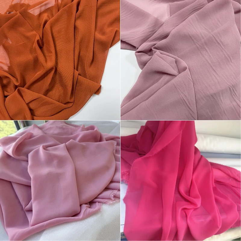 Elegant Purple Red Chiffon Georgette Fabric