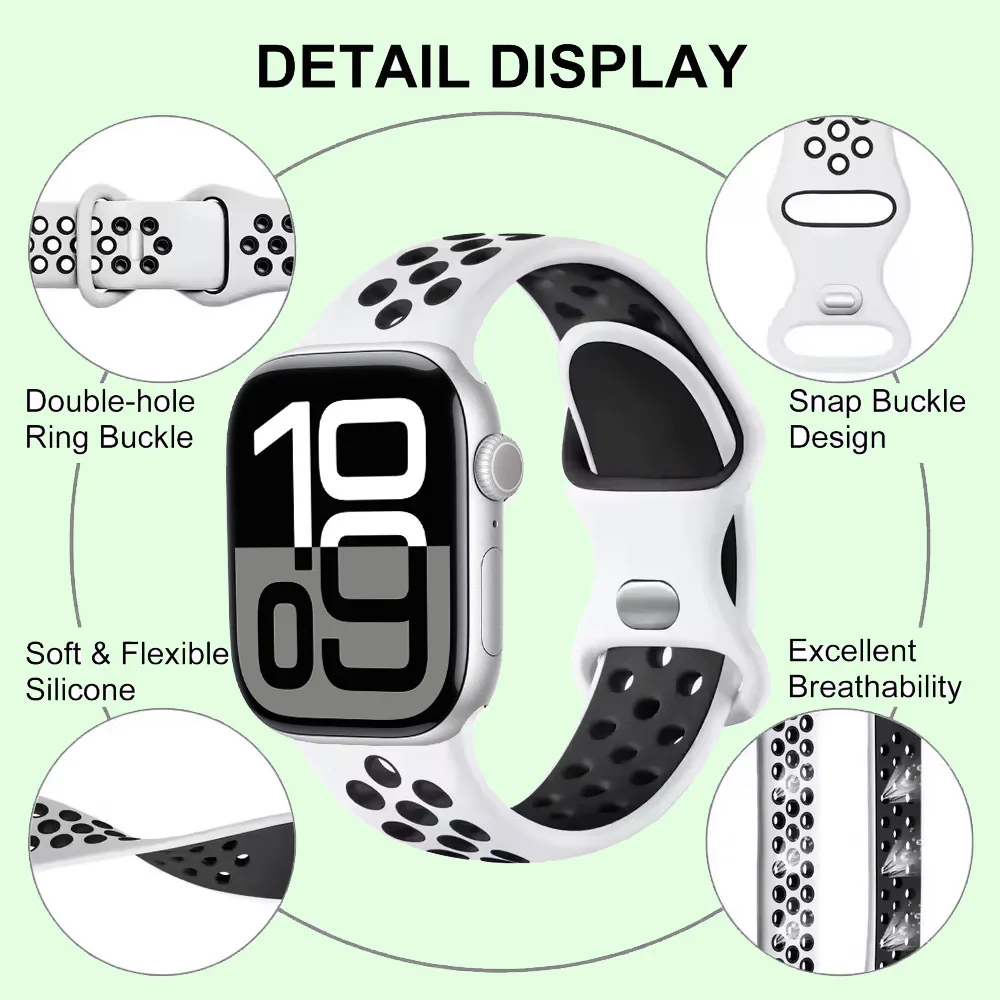 Breathable Silicone Sport Strap for Smartwatch - Men's & Women's Wristband