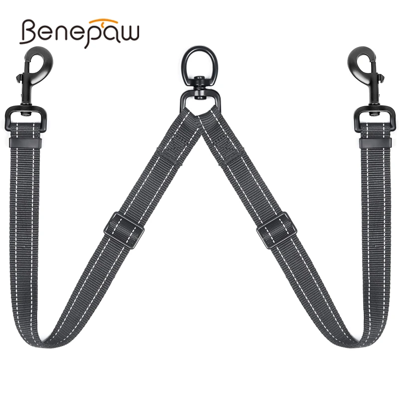 

Двойной поводок для собак Benepaw, двойной регулируемый поводок для домашних животных, качественный Светоотражающий Поводок для 2 собак