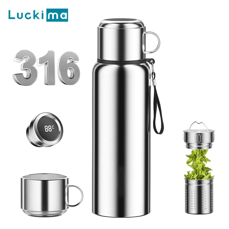 

Outdoor Sport Thermos Bottle Travel Thermal Mug Smart Temperature Display Thermoses 316 Stainless Steel Linner Insulated Cups