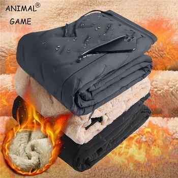 Pantalon de survêtement en laine d'agneau thermique pour homme, pantalon en coton chaud, pantalon imperméable, pantalon coupe-vent, vêtements de survêtement d'hiver, optique en peluche, sourire, fjCasual 1