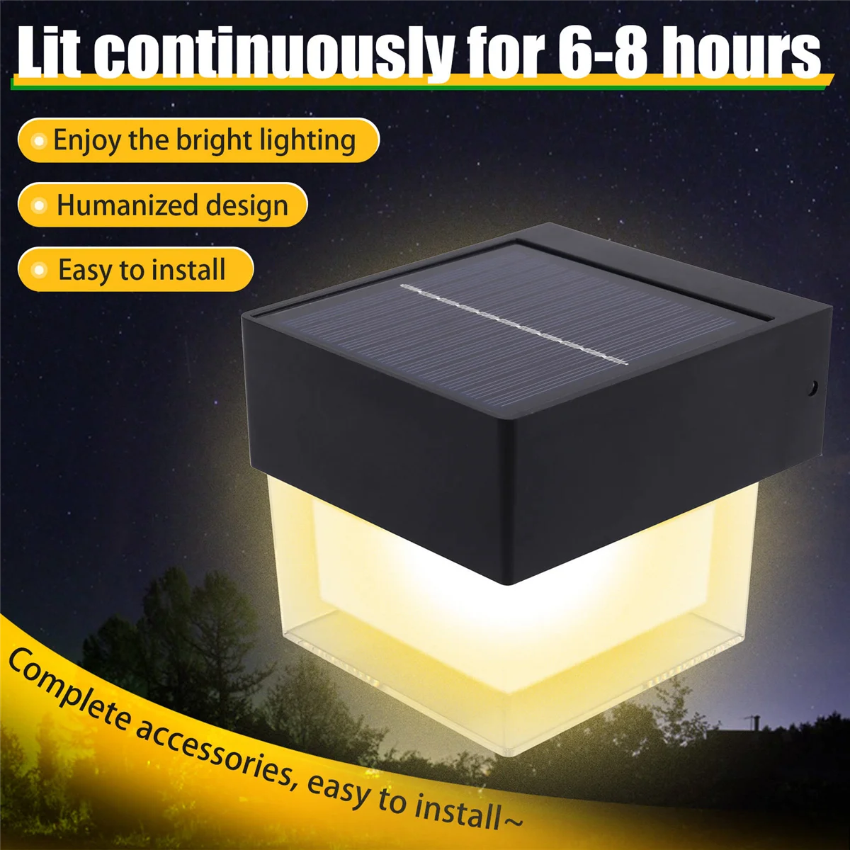 BAAU Outdoor Solar Waterproof Wall Lights Street Porch Garden Lights Corridor Landscaping Decorative Quadrate