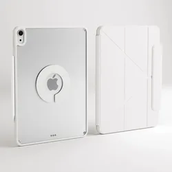 Versatile Y - Shaped Folding Tablet Case with 360° Rotation and Detachable Design - iPad 10.2 2019 - 2021 (White)