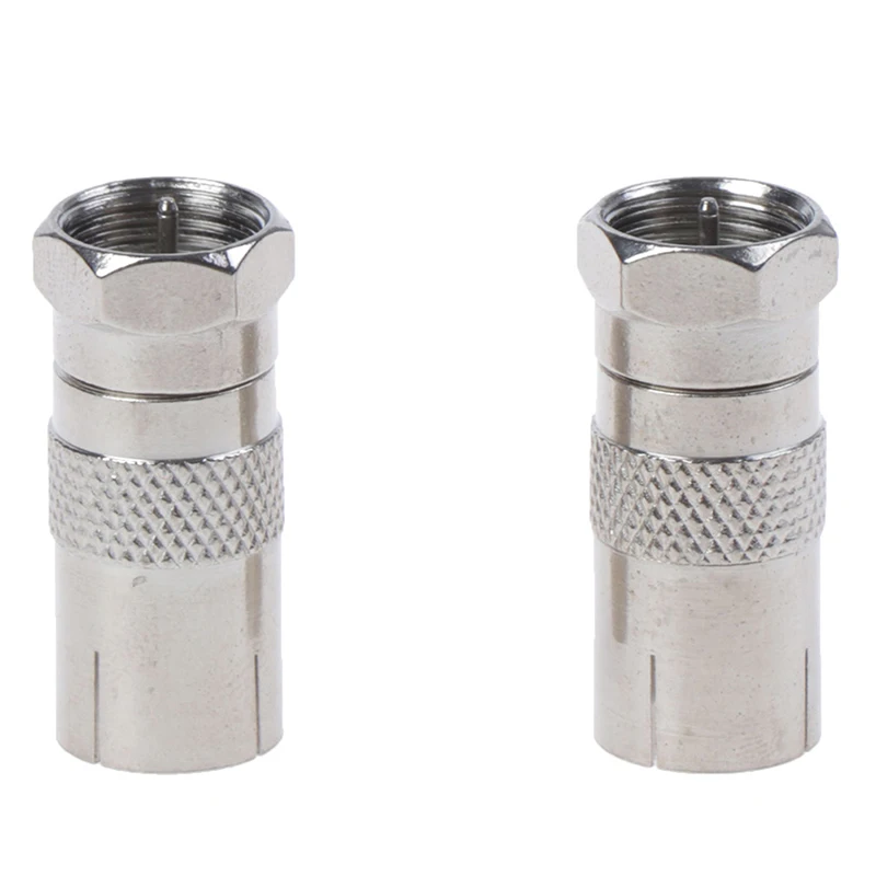 2Pcs F Type Male Plug Connector Socket to RF Coax TV Aerial Female Adapters