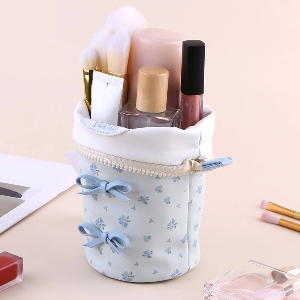Women Leather Makeup Bag Floral Cosmetic Bag Large Capacity Waterproof Makeup Pouch Makeup Organizer Bag Makeup Storage Bag 5