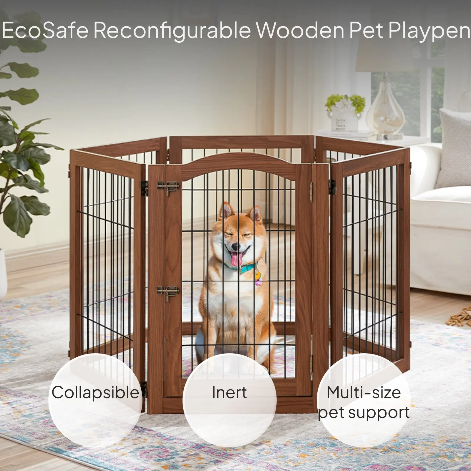 Foldable Wood Pet Fence Indoor Dog Gate Adjustable Foldable Wood Pet Fence Indoor Dog Gate Adjustable