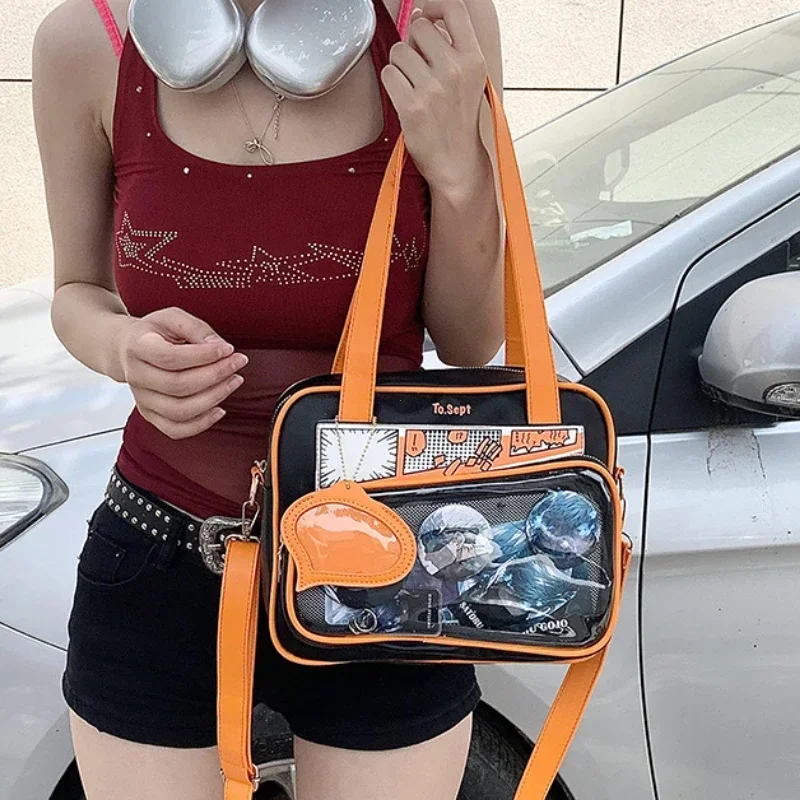 Japanese Comic Tote JK High School Girls Shoulder Bag Small PU Itabag Women College Student Crossbody Bags Ita Bag with Insert