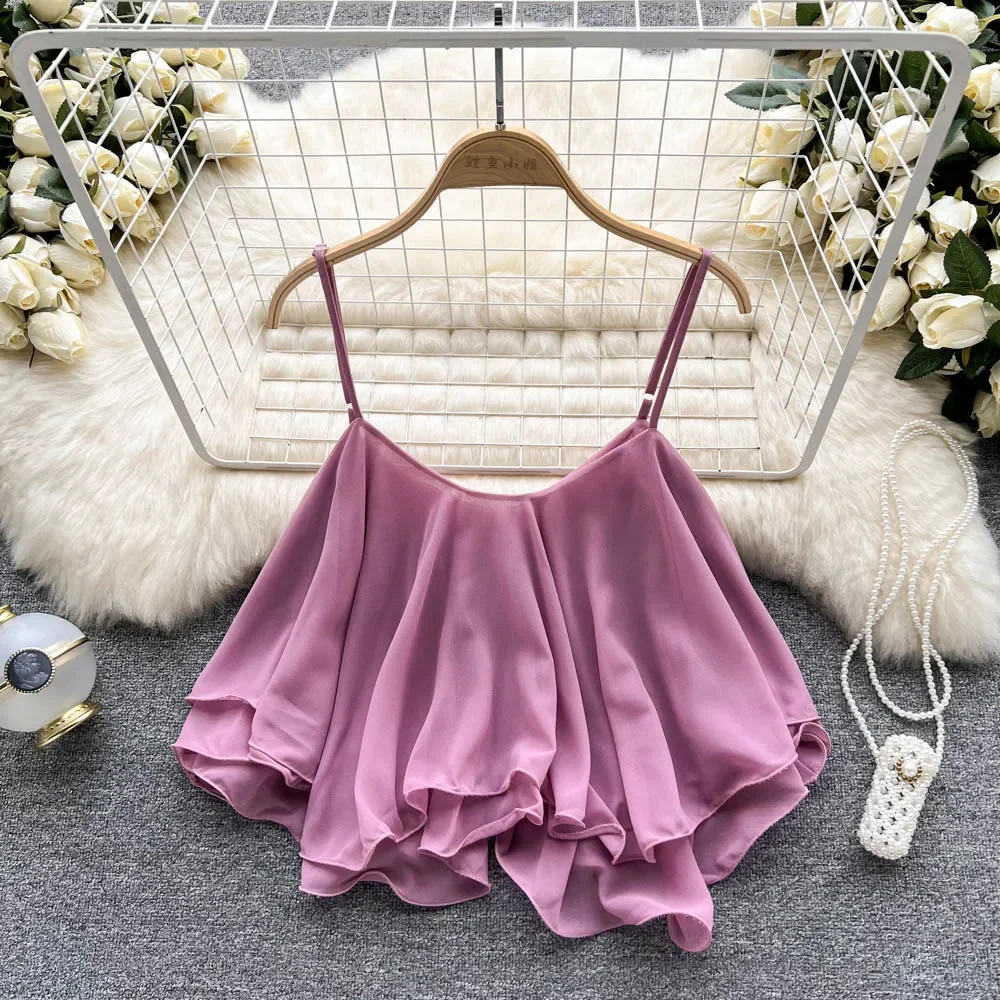 spaghetti strap ruffle top