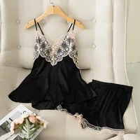 Backless Cross Pajamas For Women Sexy Ice Silk Beautiful Back Suspender Shorts With Chest Pads Sleepwear - Image 2