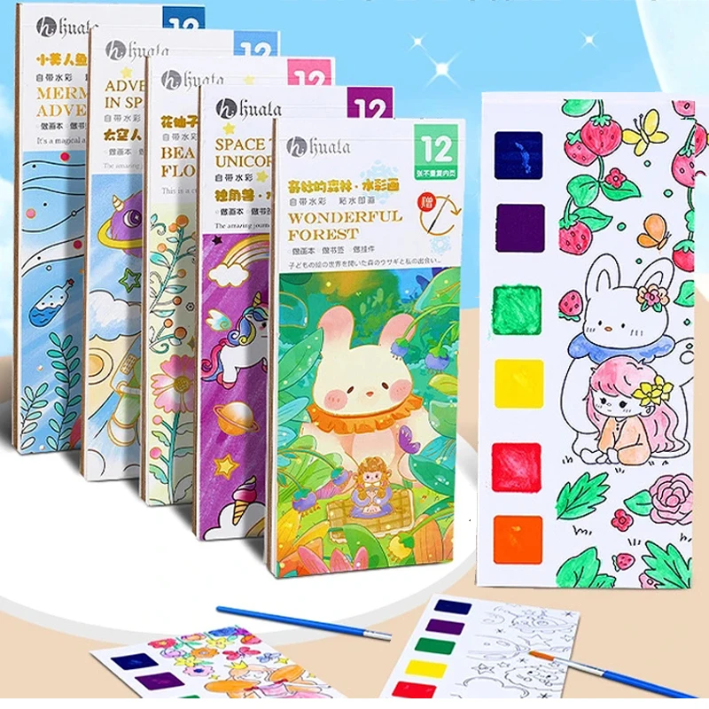 Watercolor Painting Book educational toys water drawing book drawing toy educational drawing toy water drawing books children painting book 12/20 Sheets for Kids