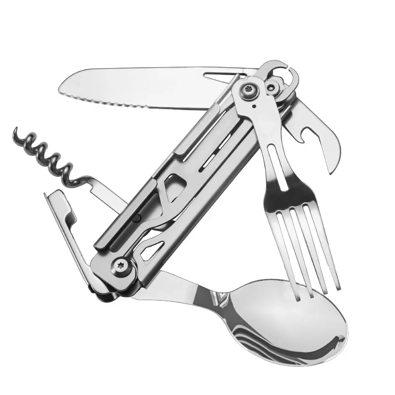 Camping Cutlery Portable Tableware Camping Cookware Portable Cutlery Titanium Tableware Multifunctional EDC folding outdoor tableware camping portable meal knife fork spoon bottle outdoor camping cookware titanium