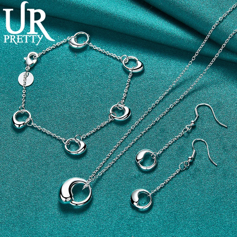 

925 Sterling Silver Irregular Circular Shape of Water Droplets Set Fashion Women's Birthday Party Charm Jewelry
