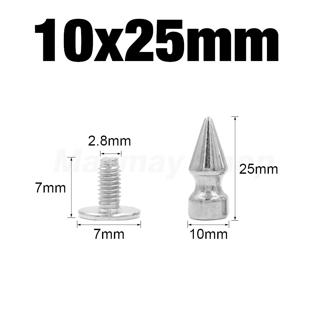 Metal Silver Bullet Spikes Rivets for Punk Rock Fashion and Leather Craft Accessories