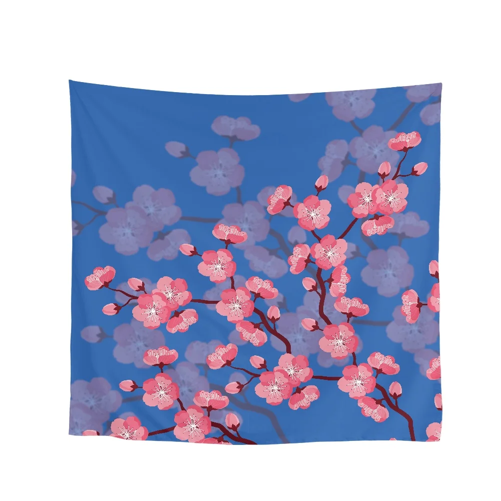 

Silk Scarf Women Large Shawls Peach Blossom Floral Print Stoles Square Bandana Kerchief Scarves Female Foulard 90*90cm