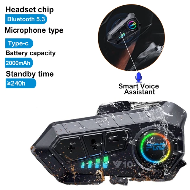 Generic Écouteurs sans fil Bluetooth pour moto, mains libres, casque d' écoute, stéréo, musique, haut-parleur, appel automatique à prix pas cher