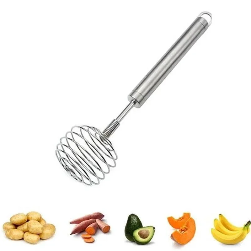 Stainless Steel Ball Spring Whisk Hand-held Butter Egg Mixer Avocado Potato Masher Manual Egg Beater Mixers Kitchen Baking Tools