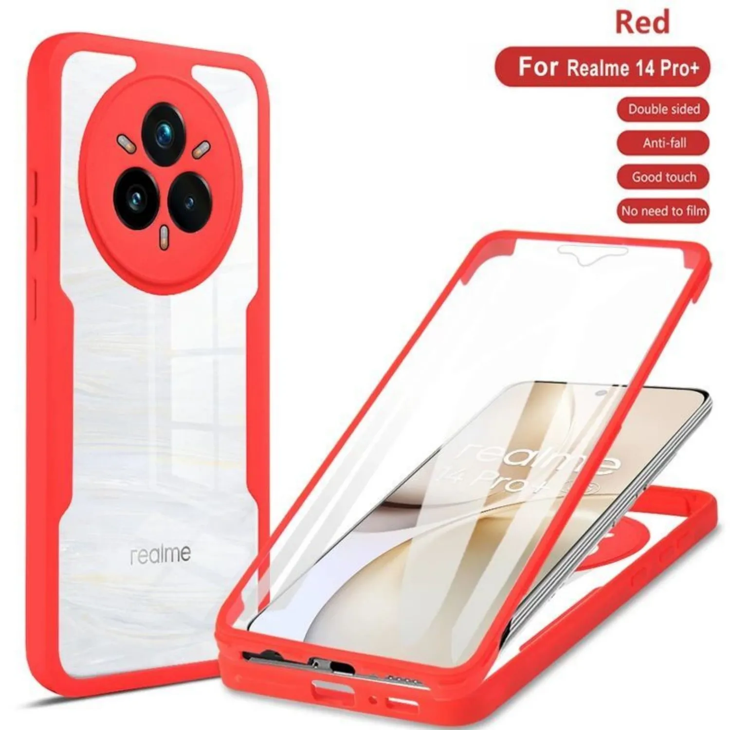 Shockproof 360° Phone Case with Built-in Screen Protector and Transparent Back