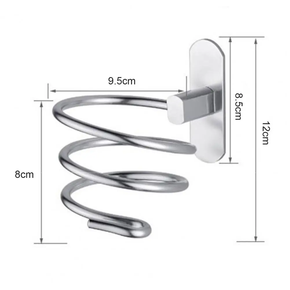 Wall-mounted Hair Dryer Stand Adhesive Great Load Bearing Anti-slip Stainless Punch-free Hair Blower Holder Hair Dryer Organizer 6