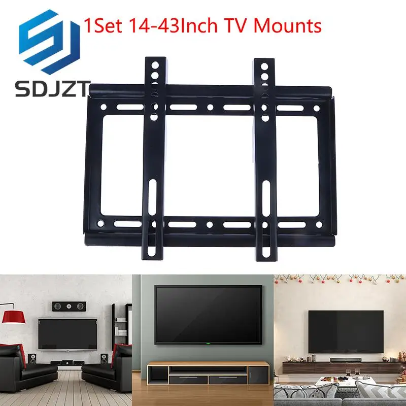 Supporti Tv Da 14-43 Pollici Monitor Lcd Led Staffa Di Montaggio A Parete Pannello Piatto Fisso Telaio Tv Spessore 0.8Mm