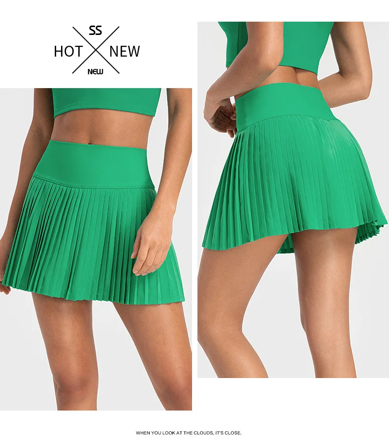 Female Mini Skirts Running Skirts Sports Skirts Women Sports Tennis Skirts High Waist Tights Yoga Tennis Shorts Dress With Pockets Pleated Pocket Skirt Anti-Exhaust Quick Dry