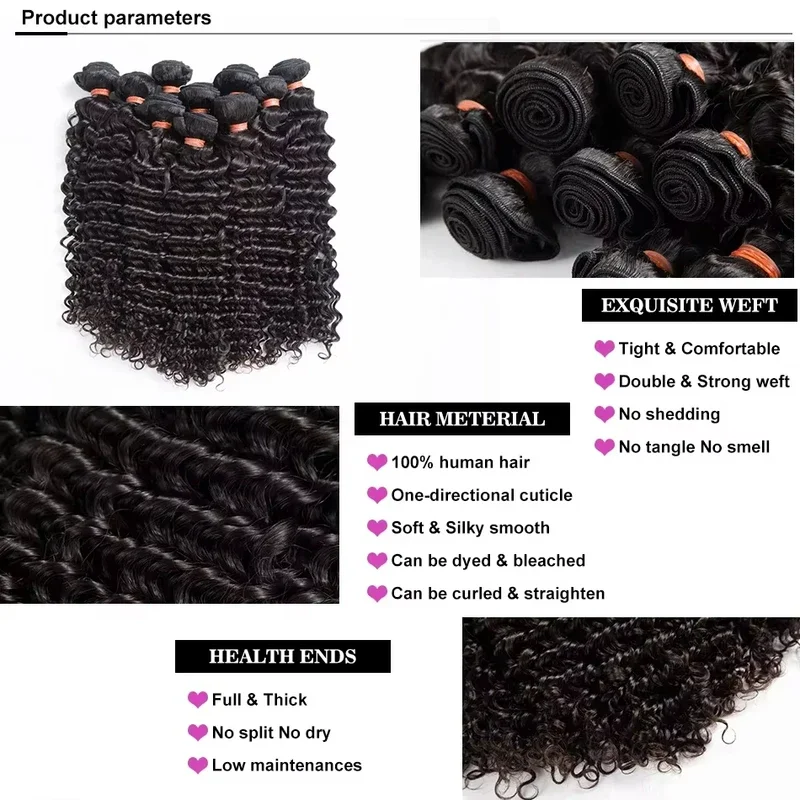 30 40 Inch Curly 3 4 Bundles Loose Wave Weave Bundles Human Hair Bundles Deep Wave Human Hair Raw Hair Extensions Double Weft
