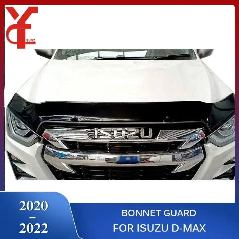

Black Acrylic Car Bonnet Guard For Isuzu D-max 2020 2021 2022 Hood Deflector pickup accessories Bug Shield Tinted Guard YCSUNZ