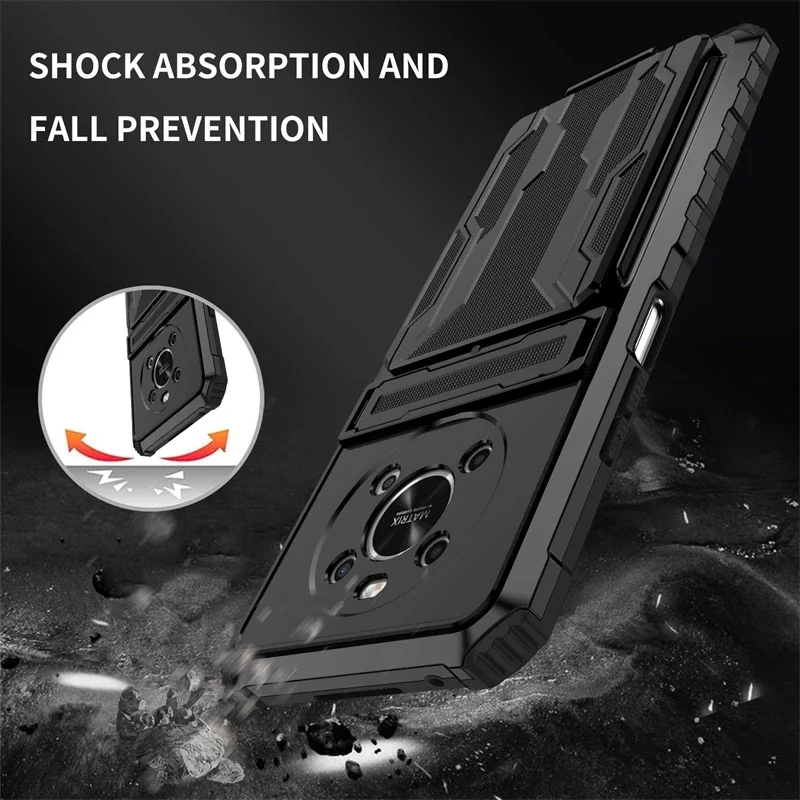 Shockproof Armor Phone Case with Kickstand and Card Slot Bracket - Enhanced Protection Back Cover