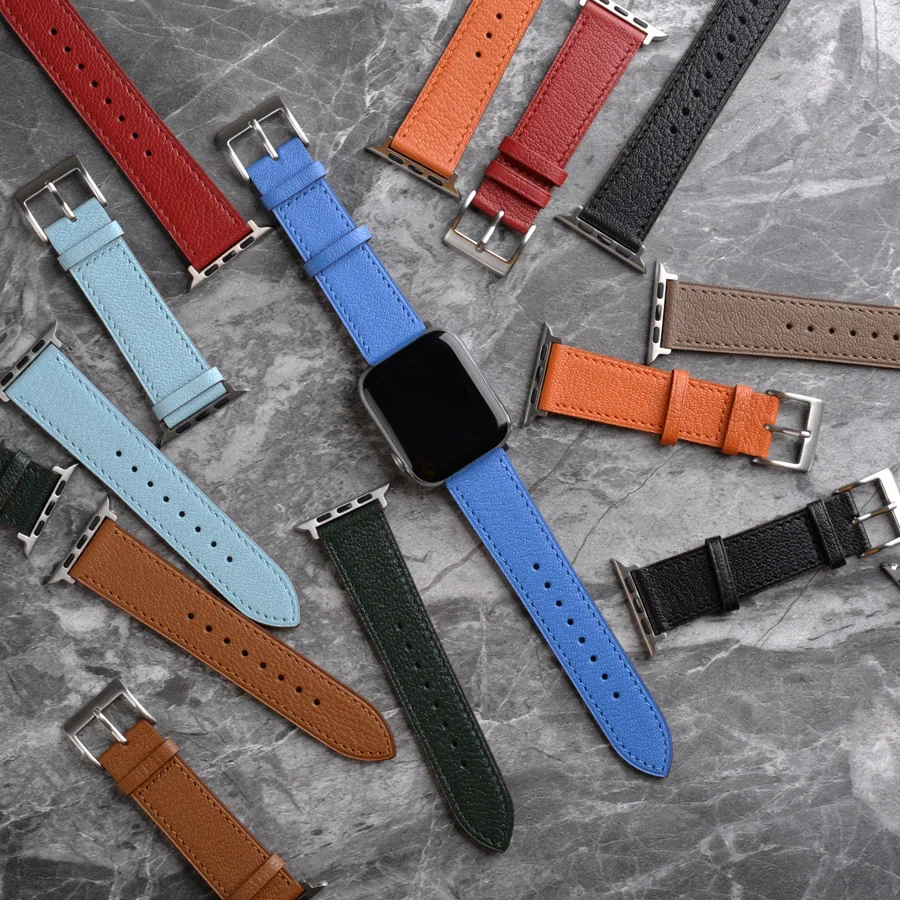 Фото Ремешок YMW из натуральной кожи для смарт-часов Apple Watch Band 45 мм 44 мм 49 мм 41 мм №2