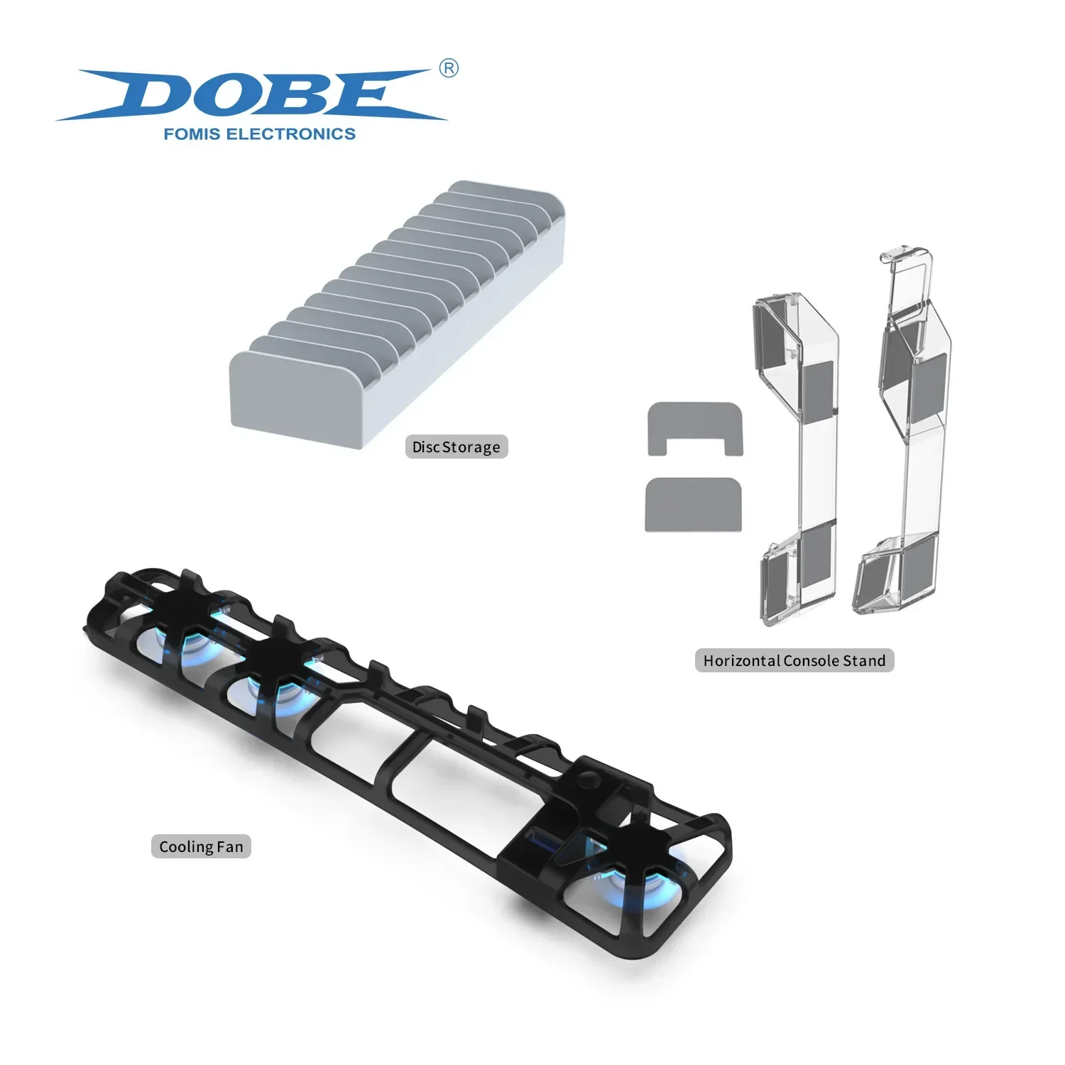 TP5-35129 for PS5 slim host universal rear Blu ray cooling RADIATOR fan+disc storage rack+simple horizontal bracket set