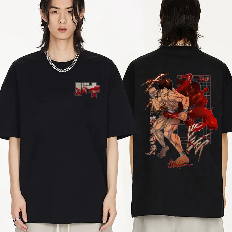 

Japanese Anime Yujiro Hanma Casual Short Sleeve T-shirts Cartoon Baki The Grappler Graphic Tshirt 90s Vintage Y2k T Shirt Unisex