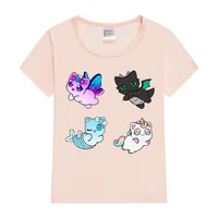 T-Shirt For Girls Anime Aphmau Squad Cat Graphic Print Tshirt Fashion Harajuku Children'S Clothing Tshirt Pink Short Sleeve Tops 1