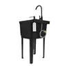 Freestanding Laundry Tub Utility Wash Sink w/ Faucet & Soap Dispenser for Bathroom Black 4