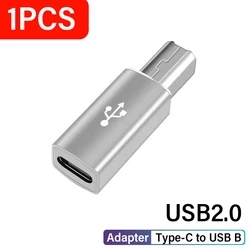 Universal USB B to Type C Adapter and Cable Extender (Silver 1pcs)